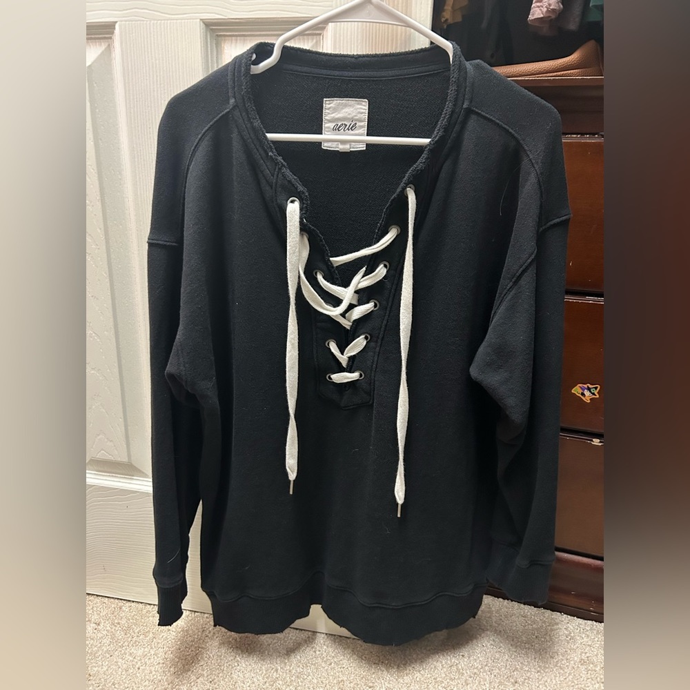 Aerie lace up sweatshirt